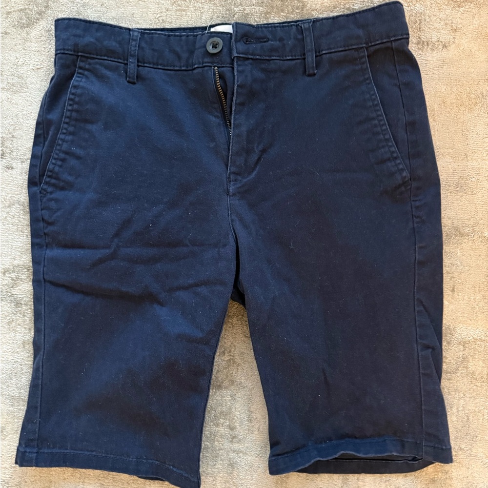 Topman Dark Blue Flat Front Shorts